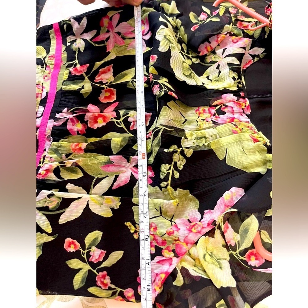 Tommy Hilfiger Womens Pink Floral Sleeveless Ruffle Evening Midi Dress Size 12 - Picture 8 of 9